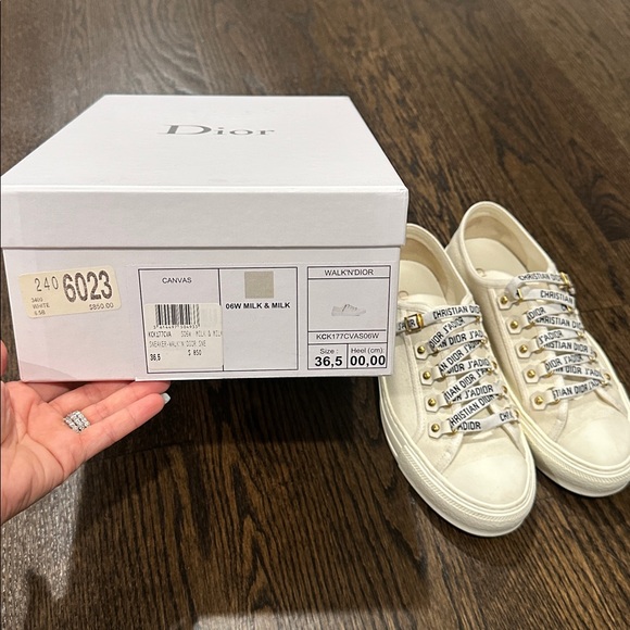 Dior “Walk’N’Dior” Ivory Canvas Sneakers - Picture 3 of 7